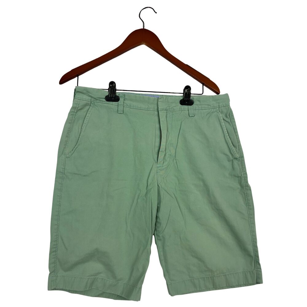 J.Crew Mens Chino Shorts Size 32 Green Cotton Flat Front Casual Bermuda 11"